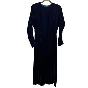 Vintage 90s Heritage House Dark Blue Velvet Holiday Christmas Festive Maxi dress